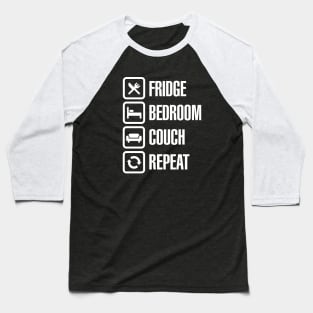 Fridge bedroom couch repeat Covid 19 Coronavirus Baseball T-Shirt